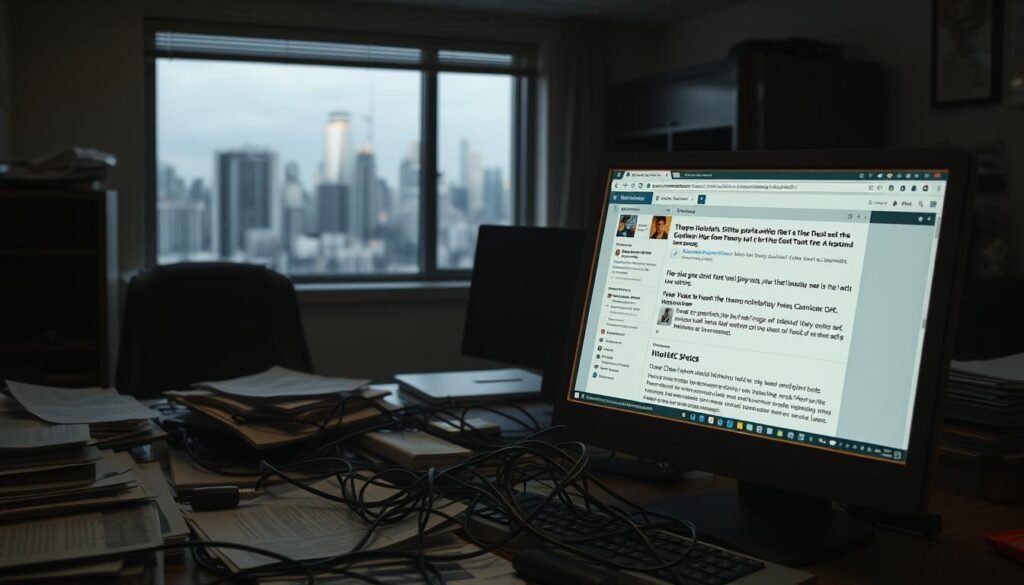 A dimly lit office space, the glow of a computer screen casting a soft light. In the foreground, a cluttered desktop with stacks of papers, a tangled mess of cables, and an outdated RSS reader software open, its interface clunky and outdated. The middle ground reveals the limitations of this technology - slow updates, lack of personalization, and the struggle to keep up with the ever-evolving digital landscape. In the background, a window overlooking a bustling city, a metaphor for the modern, fast-paced news cycle that has outpaced the capabilities of RSS. The overall atmosphere conveys a sense of frustration and the need for a more efficient, user-friendly solution to stay informed in the digital age.